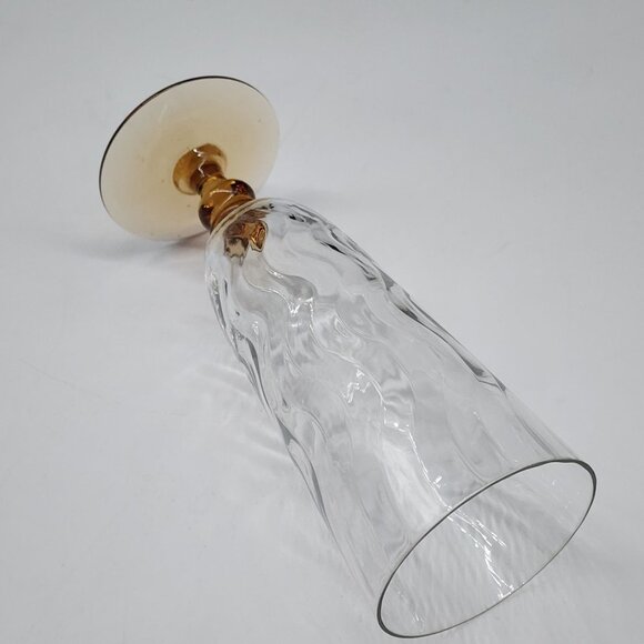 Vintage Uranium Glass Champagne Flute With Amber Stem  Elegant Twisted Pattern - Picture 6 of 6